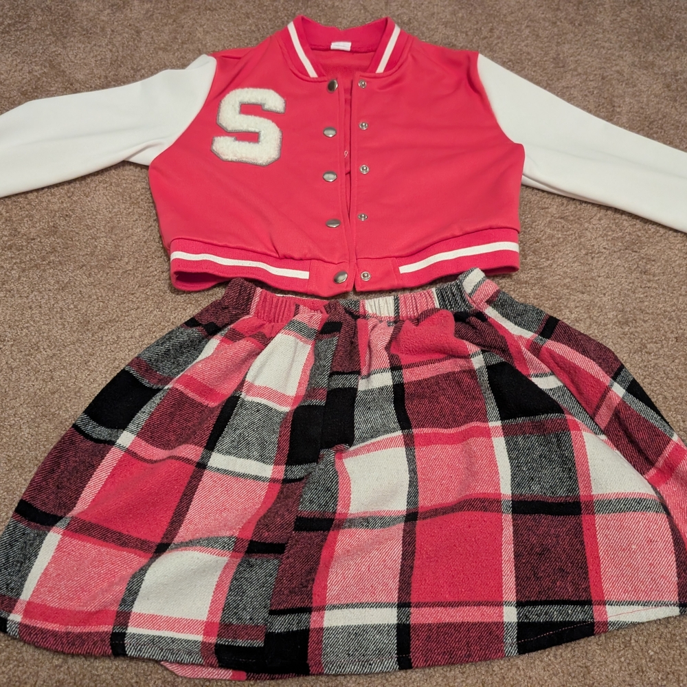 Kids Pink and White Plaid Matching Set